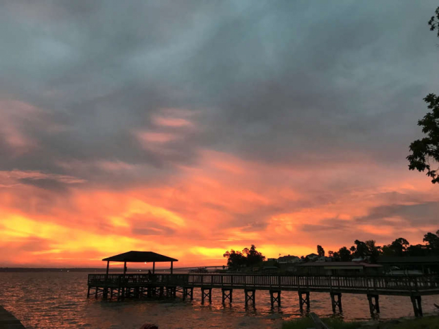 sunset over the lake