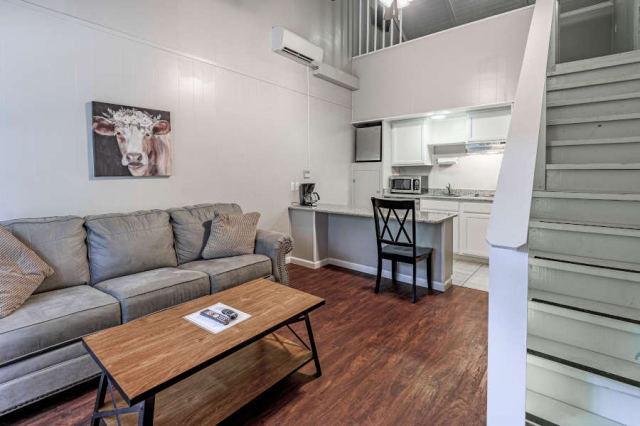 townhouse living room and kitchen